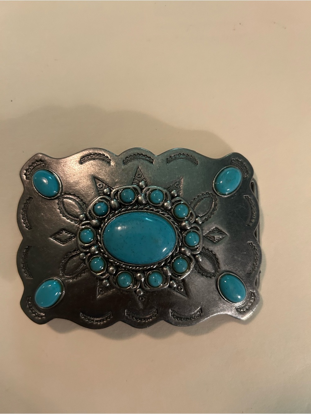 Turquoise Stone Western Statement Belt Buckle